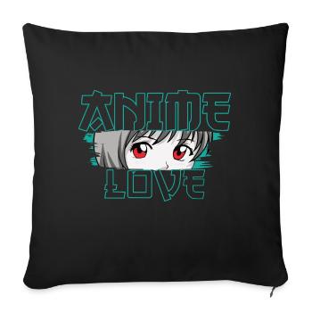 Anime Face Love Kawaii Manga Graphic Design - Sofa pillow with filling 45cm x 45cm - black - Front