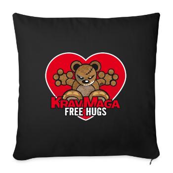 Teddy - Free Hugs - Krav Maga - Sofakissen mit Füllung 45 x 45 cm - Schwarz - Vorne