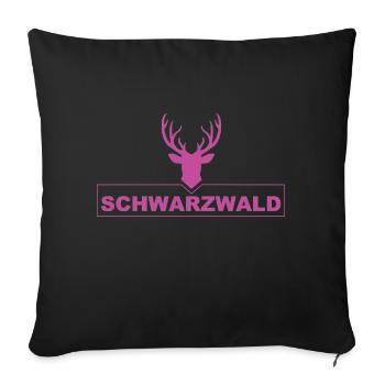 Schwarzwald Hirsch Souvenir für Damen & Herren - Sofakissen mit Füllung 45 x 45 cm - Schwarz - Vorne