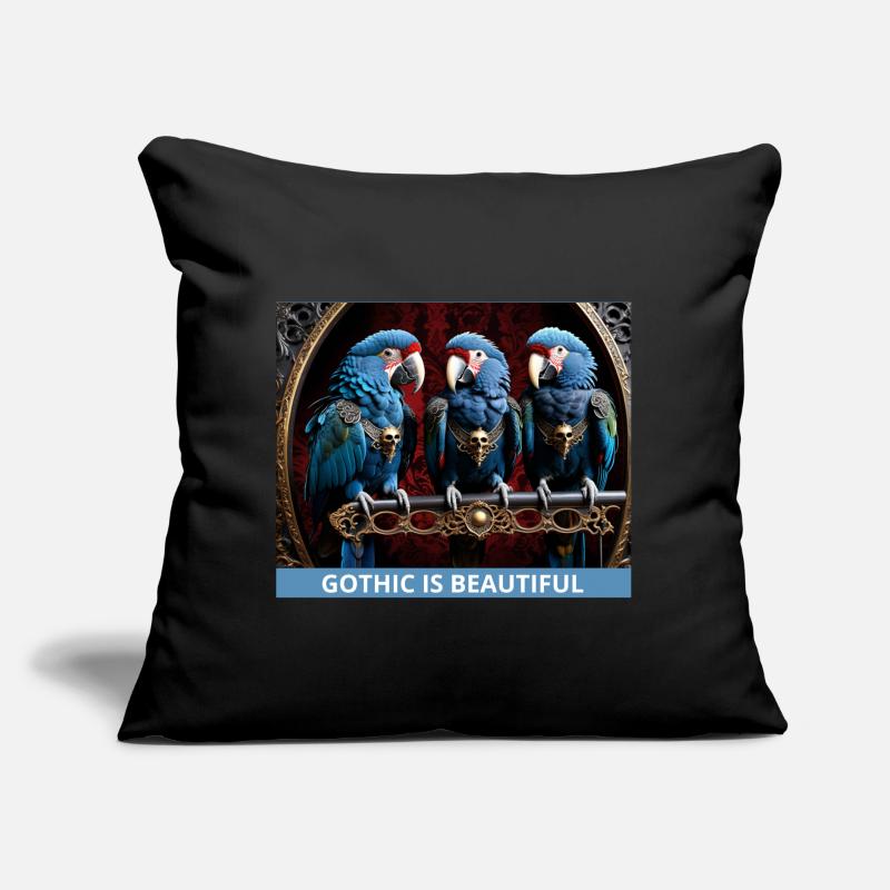 Perroquets bleus gothiques Coussin et housse de 45 x 45 cm