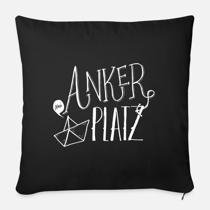 Ankerplatz | weiss - Sofakissen mit Füllung 45 x 45 cm - Schwarz