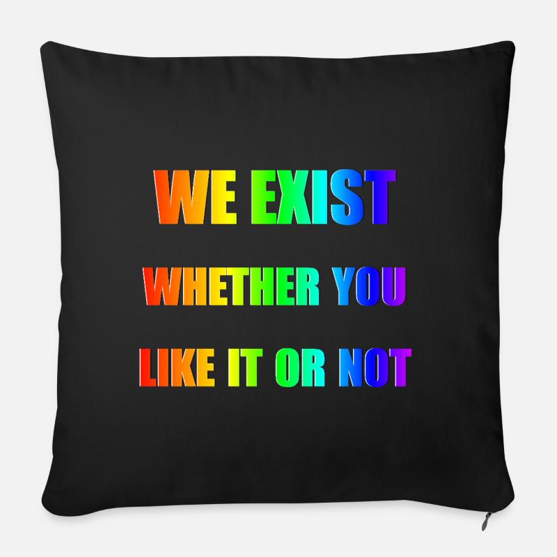 We Exist - Rainbow Gradient - Sofa pillow with filling 45cm x 45cm - black