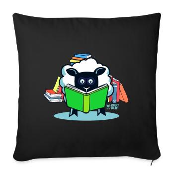 Les brebis aiment lire ? - Coussin et housse de 45 x 45 cm - noir - Devant