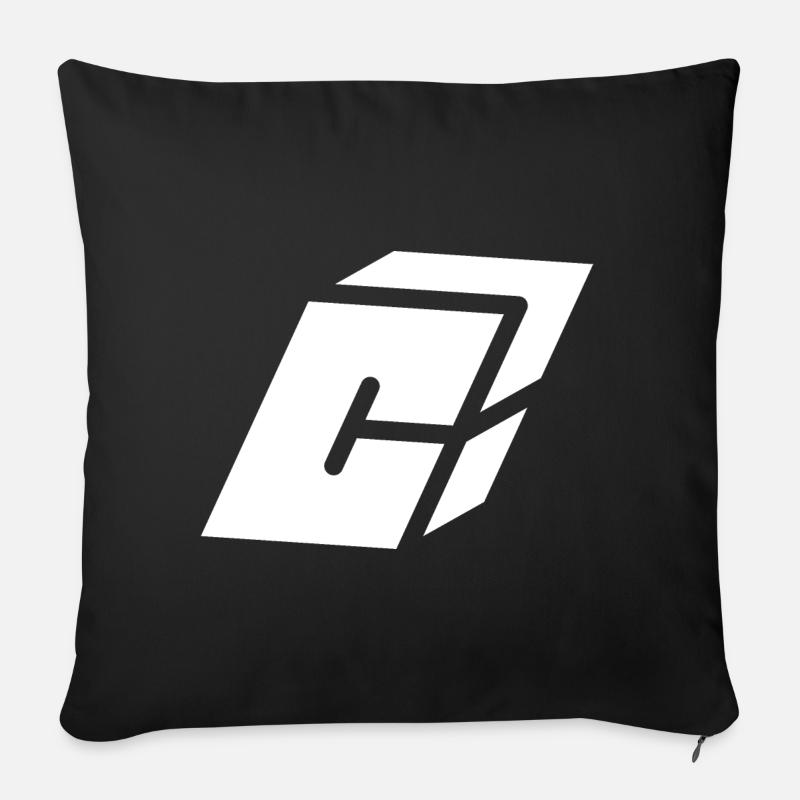 Abstract C letter - Sofa pillow with filling 45cm x 45cm - black