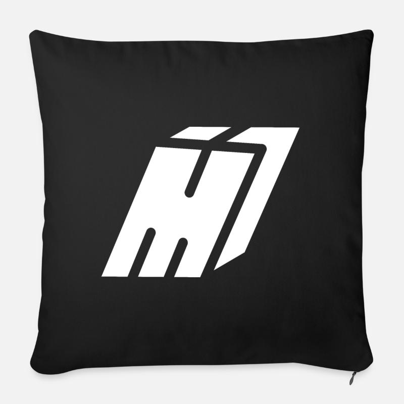 Lettre M abstraite - Coussin et housse de 45 x 45 cm - noir