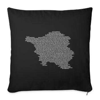 Alle Orte und Gemeinden im Saarland als Karte - Sofakissen mit Füllung 45 x 45 cm - Schwarz - Vorne