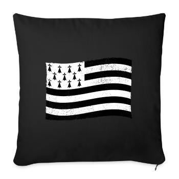 Drapeau breton Bretagne - Coussin et housse de 45 x 45 cm - noir - Devant