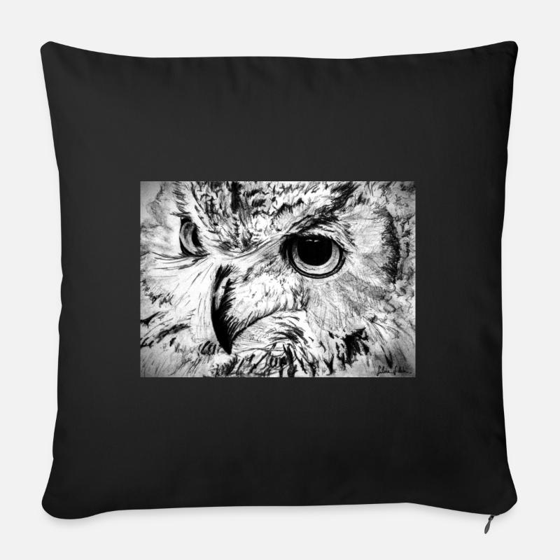 Eule S/W - Sofakissen mit Füllung 45 x 45 cm - Schwarz