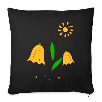 Tulipes au soleil - Coussin et housse de 45 x 45 cm - noir - Devant