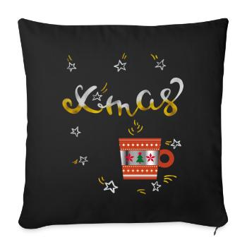 Advent Kaffee - Sofakissen mit Füllung 45 x 45 cm - Schwarz - Vorne