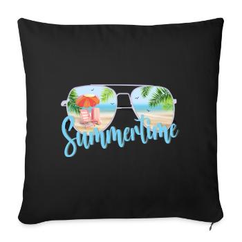 Été - Coussin et housse de 45 x 45 cm - noir - Devant