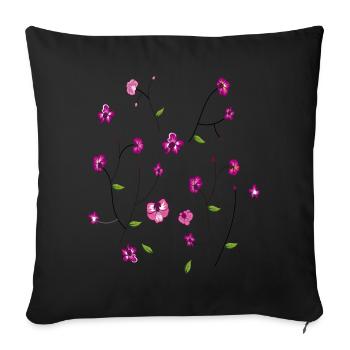 Flower meadow - Sofa pillow with filling 45cm x 45cm - black - Front