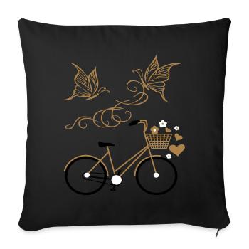 Fahrrad, Schmetterlinge - Sofakissen mit Füllung 45 x 45 cm - Schwarz - Vorne