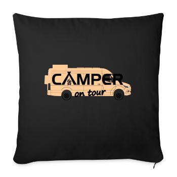 Sprinter Camper on tour - Sofa pillow with filling 45cm x 45cm - black - Front
