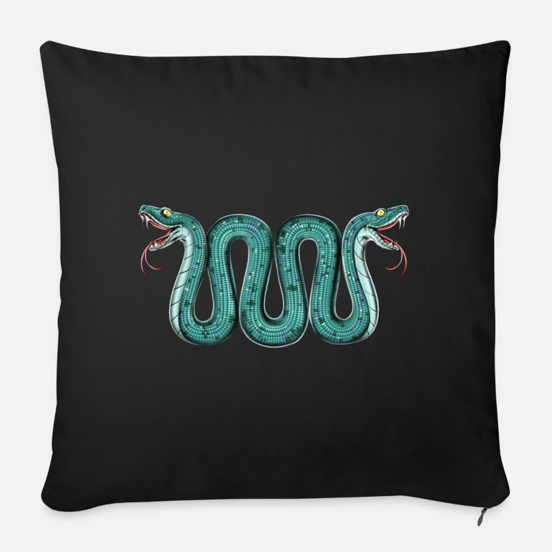 Aztec Two Headed Serpent Snake - Sofa pillow with filling 45cm x 45cm - black