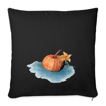 Aquarell Kürbis, Watercolor Pumpkin - Sofakissen mit Füllung 45 x 45 cm - Schwarz - Vorne