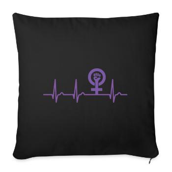 Feminist Heart Curve - Pulse Women's Power Feminism - Sofa pillow with filling 45cm x 45cm - black - Front