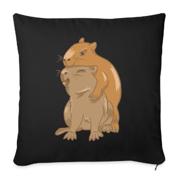 Hug of capybara babies - Sofa pillow with filling 45cm x 45cm - black - Front
