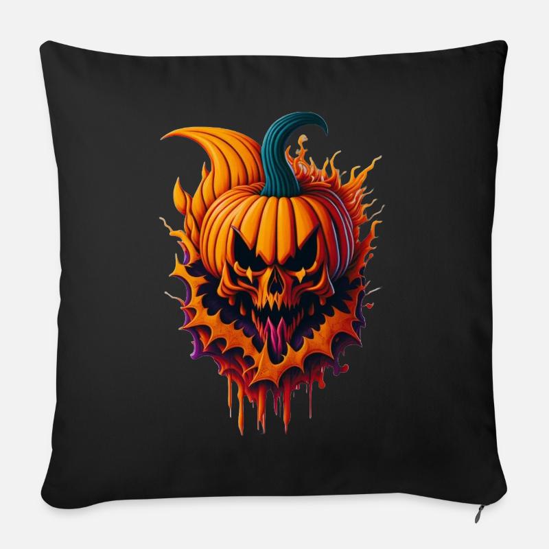 halloween citrouille maléfique - Coussin et housse de 45 x 45 cm - noir