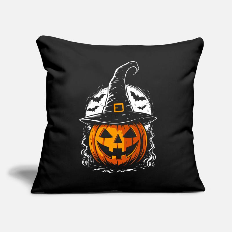 Spooky pumpkin with witch hat & full moon Sofa pillow with filling 45cm x 45cm