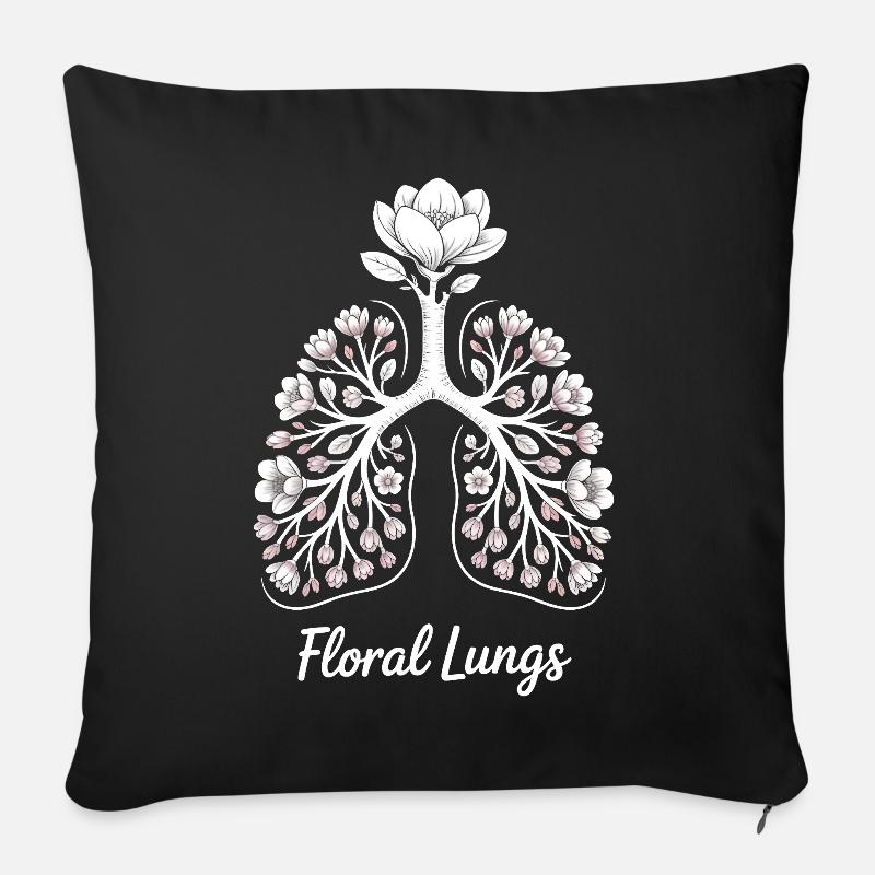 Blumige Lungen - Sofakissen mit Füllung 45 x 45 cm - Schwarz