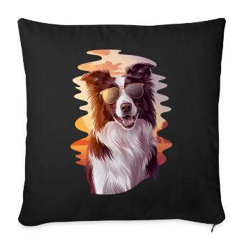 Cool Border Collie Before Sunset With - Sofa pillow with filling 45cm x 45cm - black - Front