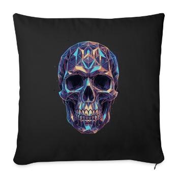 Geometric skull in a blaze of color - Sofa pillow with filling 45cm x 45cm - black - Front