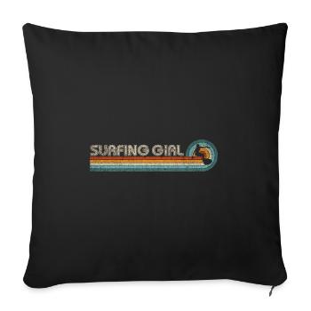 Surf Accessories Retro Surfing Surf Clothes - Sofa pillow with filling 45cm x 45cm - black - Front