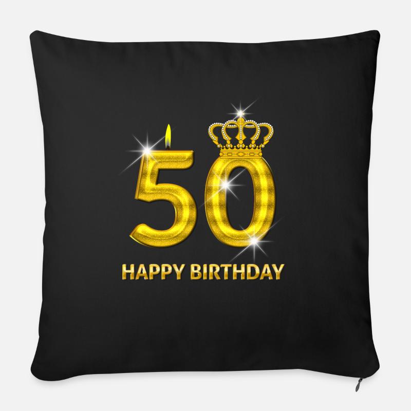 50 - oro numero buon compleanno - compleanno- - Cuscino da divano 45 x 45 cm con riempimento - nero