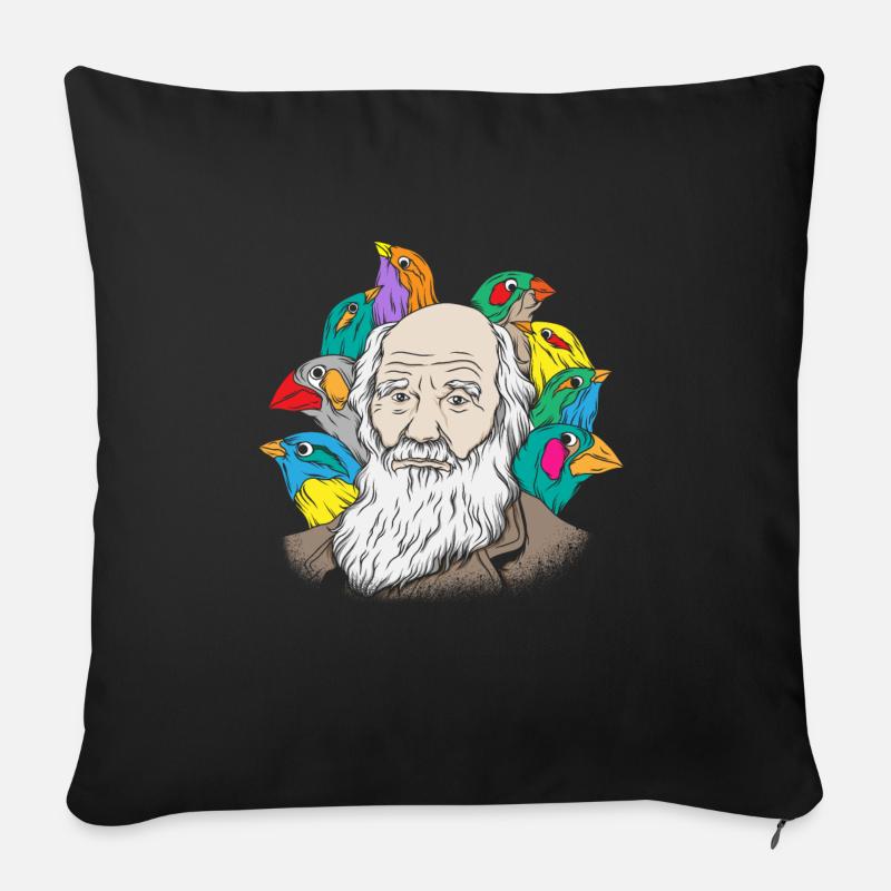 Charles Darwin Portrait Gift Evolution - Sofa pillow with filling 45cm x 45cm - black