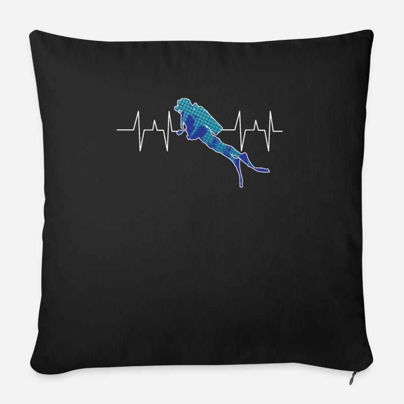 Tauchen - Taucher - Scuba Diving - Herzschlag - Sofakissen mit Füllung 45 x 45 cm - Schwarz