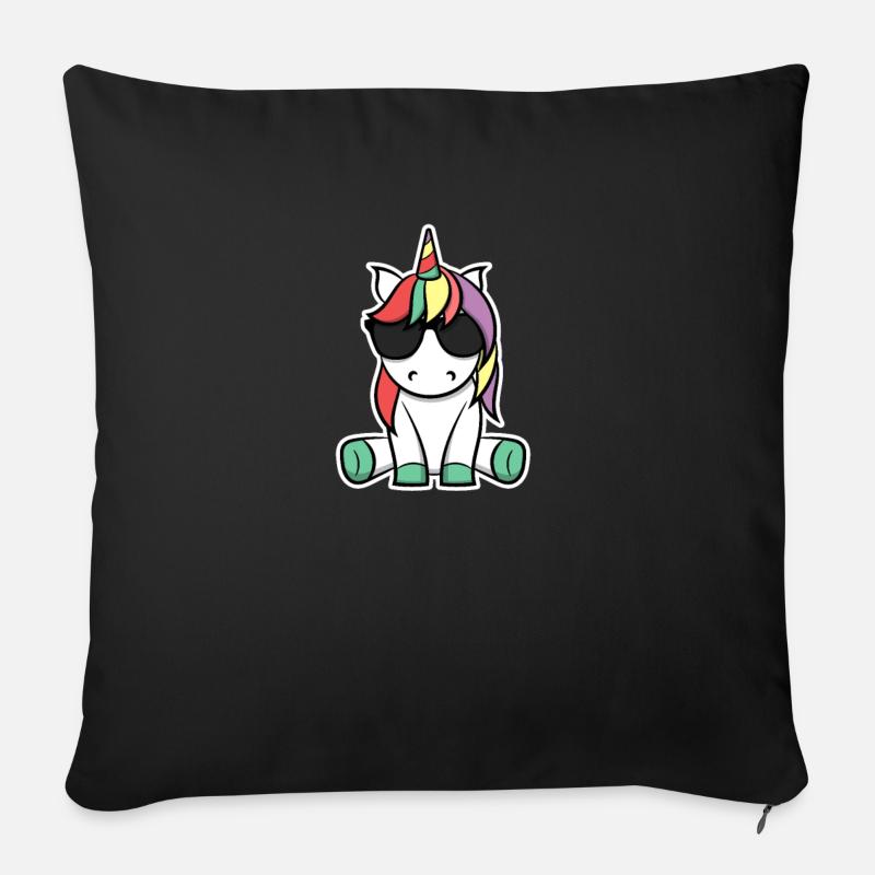Pony Einhorn Retro Geschenkidee Witzig Sommer Süß - Sofakissen mit Füllung 45 x 45 cm - Schwarz