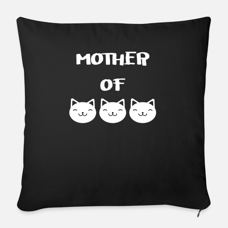 Mère des chats - chat - chats - cadeau - Coussin et housse de 45 x 45 cm - noir