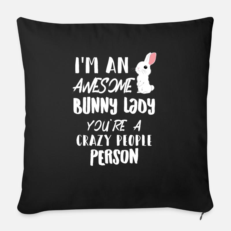 Lapin - Lapin - Propriétaire de lapin - Drôle - Cadeau - Coussin et housse de 45 x 45 cm - noir
