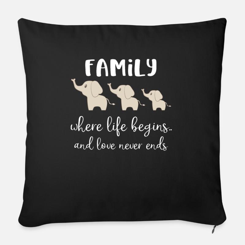 Eléphant - Amant éléphant - T-shirt éléphant - Coussin et housse de 45 x 45 cm - noir