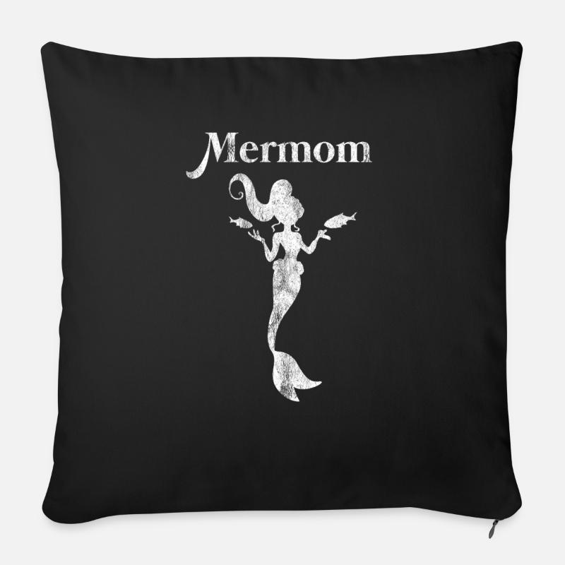 Sirène cadeau sirène sirène vierge - Coussin et housse de 45 x 45 cm - noir