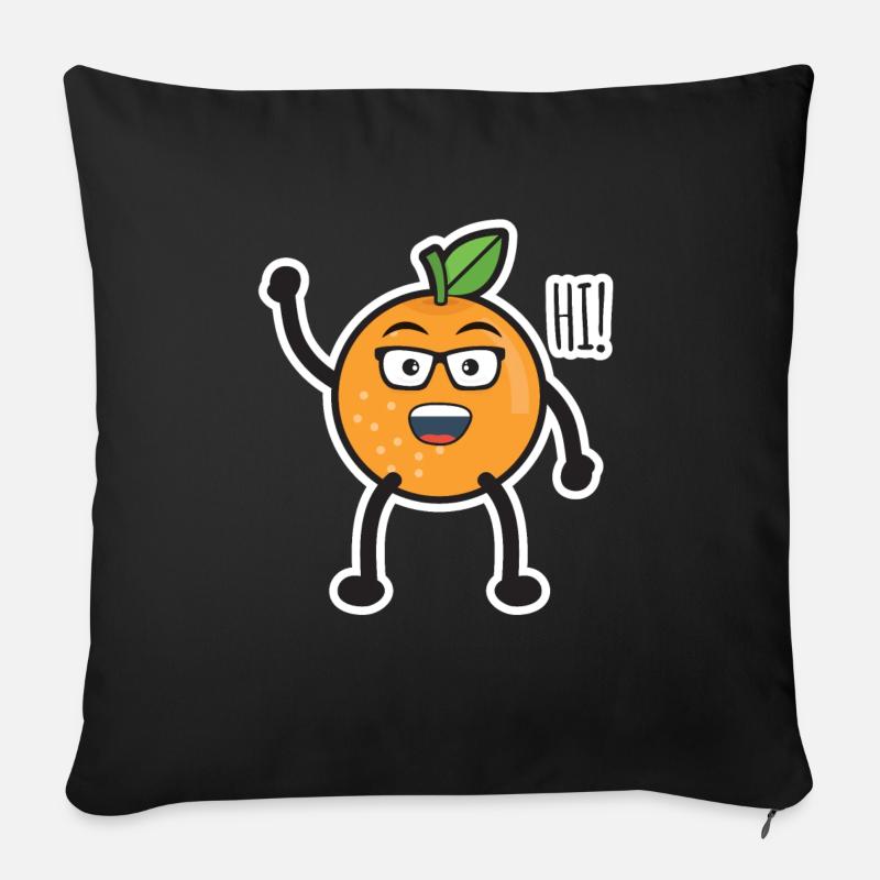 Salutation orange - Coussin et housse de 45 x 45 cm - noir