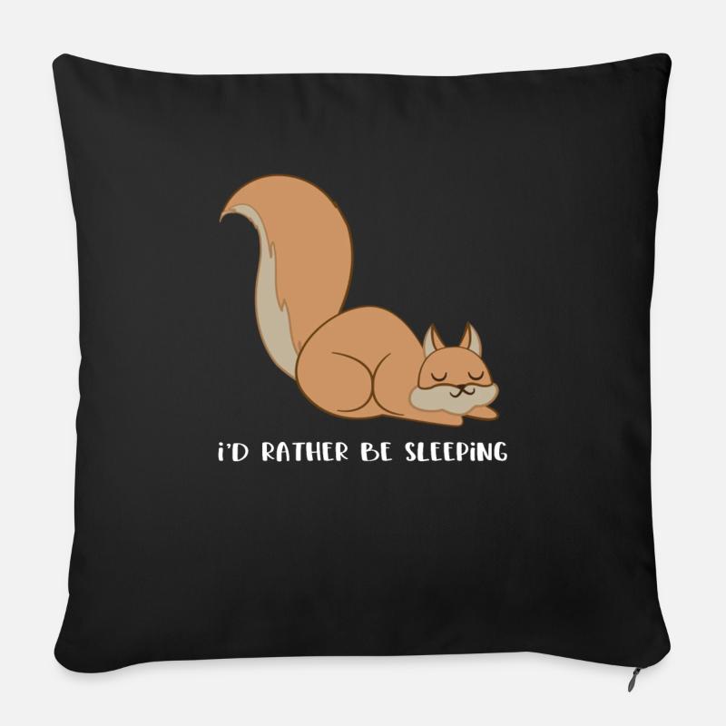 Écureuil - fan d'écureuil - dormir - Coussin et housse de 45 x 45 cm - noir