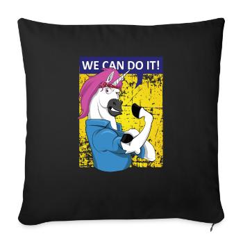 We can do it Unicorn Unicorn Women's Power Girlpower - Sofa pillow with filling 45cm x 45cm - black - Front