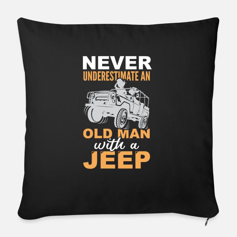 Alter Mann Jeep cooles Geschenk - Sofakissen mit Füllung 45 x 45 cm - Schwarz