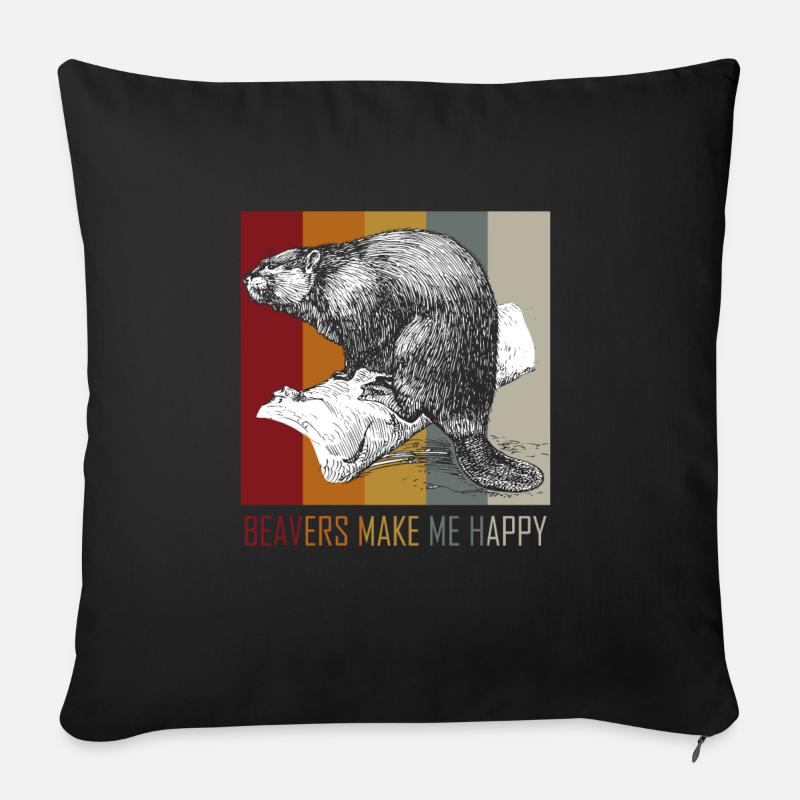 Biber machen mich glücklich Geschenk Idee Biber - Sofakissen mit Füllung 45 x 45 cm - Schwarz