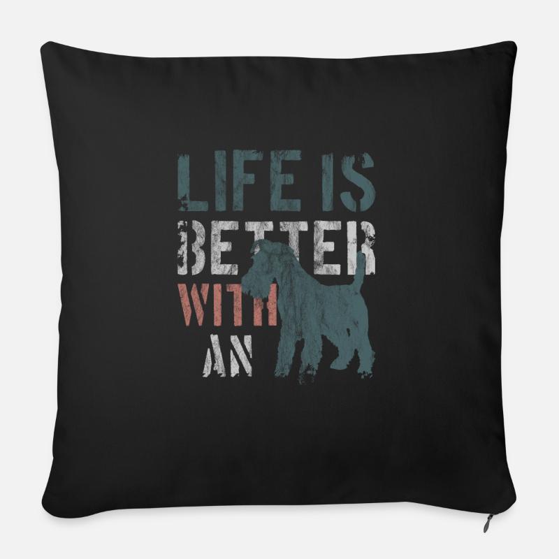 Bingley Fox Airedale Terrier Besitzer Geschenk - Sofakissen mit Füllung 45 x 45 cm - Schwarz