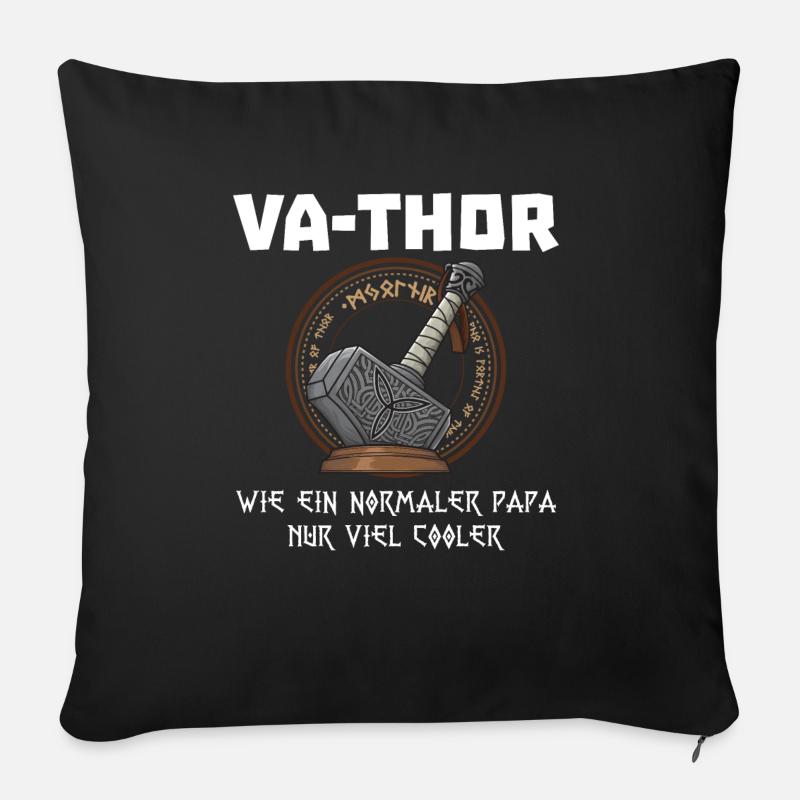 Va-Thor Vater Thor Vatertag Wikinger Papa Geschenk - Sofakissen mit Füllung 45 x 45 cm - Schwarz