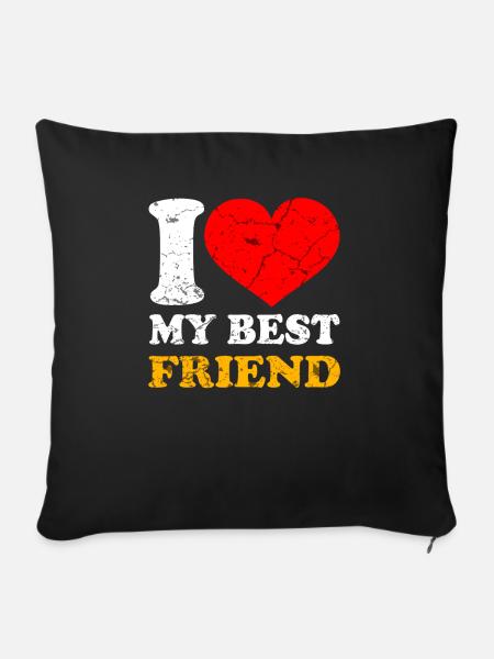 Beste Freunde - Sofakissen mit Füllung 45 x 45 cm - Schwarz