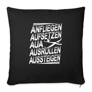 Segelfliegen, Segelflugzeug, Motorsegeln - Sofakissen mit Füllung 45 x 45 cm - Schwarz - Vorne