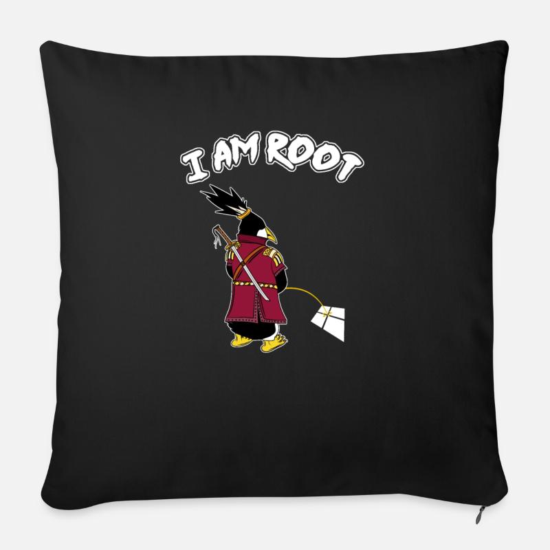 Linux Pinguin I Am Root Geeks Nerd Computer Ninja - Sofakissen mit Füllung 45 x 45 cm - Schwarz