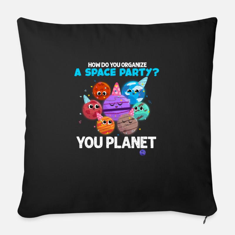 Planeten - Sofakissen mit Füllung 45 x 45 cm - Schwarz