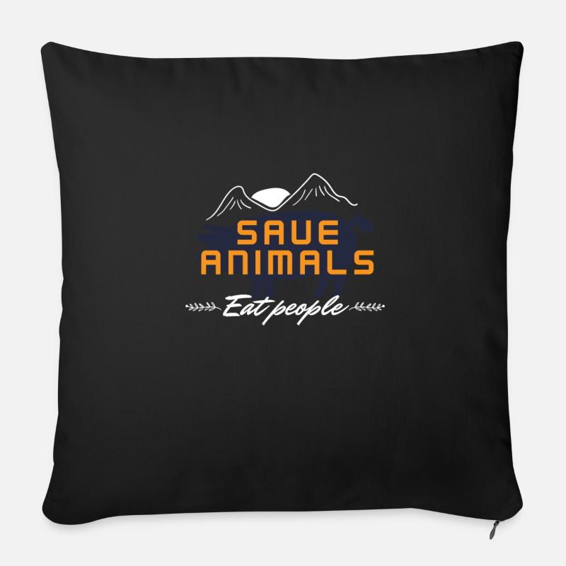 Save Animals eat People - Sofakissen mit Füllung 45 x 45 cm - Schwarz