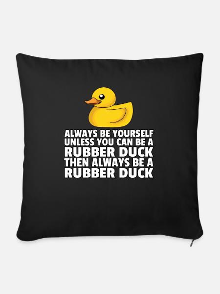 Gummiente Quietscheentchen Badeente Ente - Sofakissen mit Füllung 45 x 45 cm - Schwarz