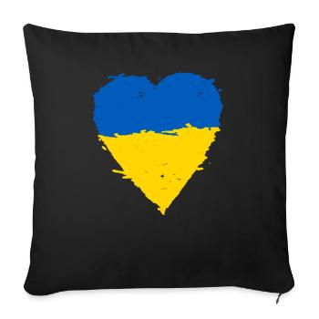 Ukraine flag heart - Sofa pillow with filling 45cm x 45cm - black - Front